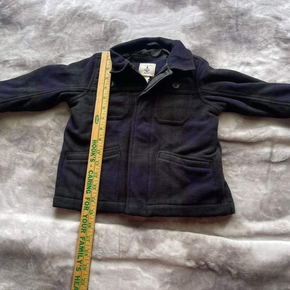 Lands end navy plaid fleece jacket